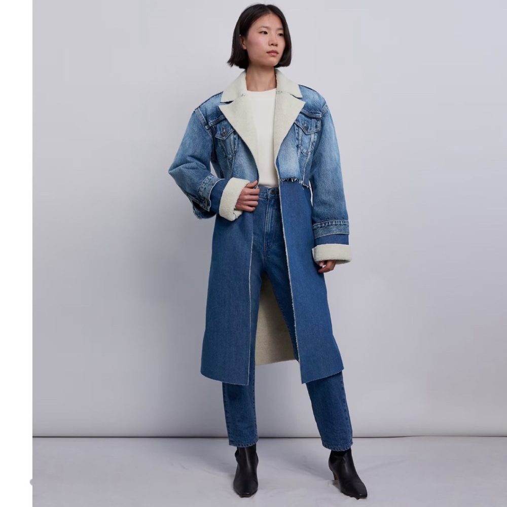 🌶️🔥RARE LEVI’s ARCTIC OVERCOAT Sherpa Denim Trench Coat #ski